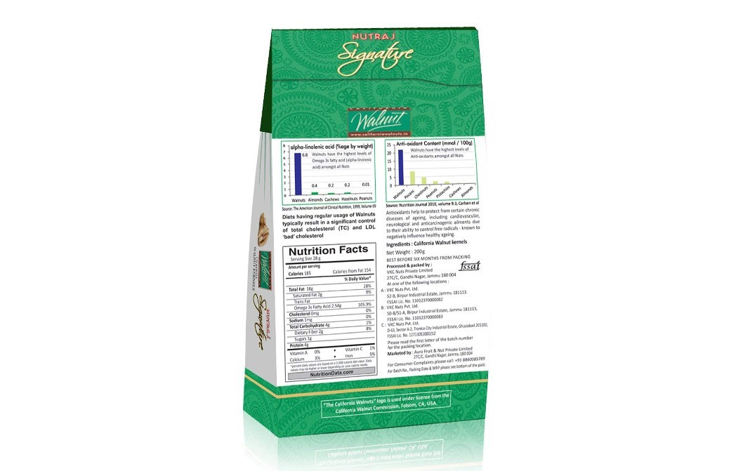 Nutraj Signature California Walnut Kernels    Box  200 grams